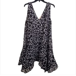 Keepsake The Label Black and White Sleeveless Leaf Print Sheer Dress Size Large
